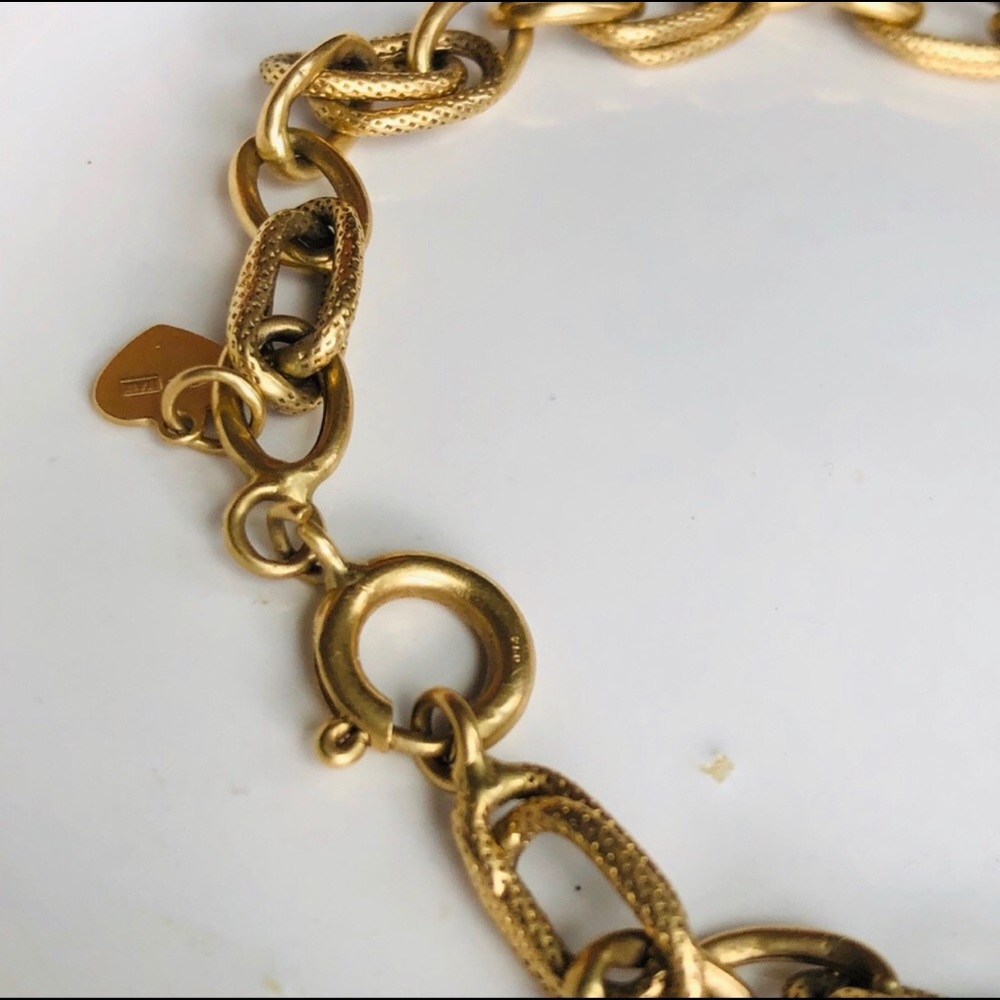 18K Matte Gold Cable Link Bracelet 8.5 inches - Picture 3 of 16